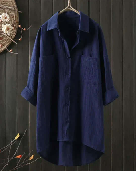 Damen Leinenbluse im zeitlosen Stil in Blau