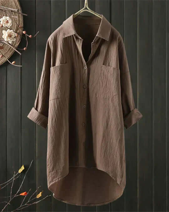 Damen Leinenbluse im zeitlosen Stil in Khaki