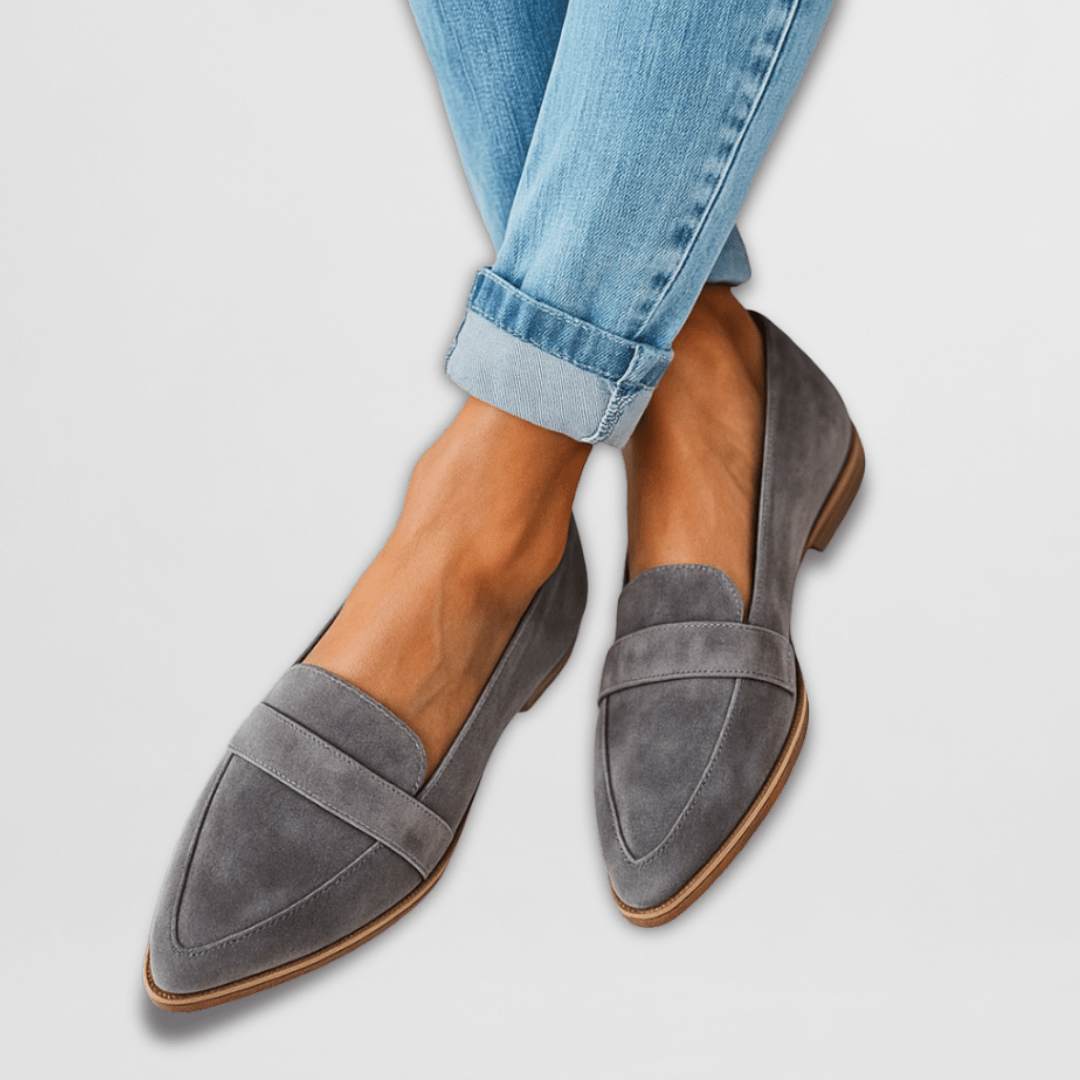 Damen Loafer aus Wildleder für Alltag in Grau