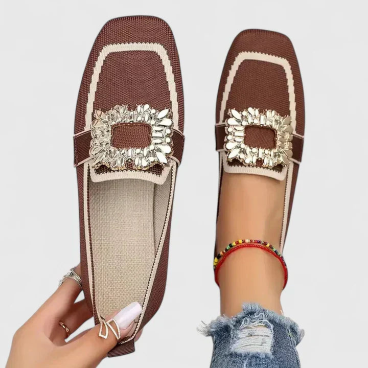 Damen Loafer mit Schmuckschnalle in Braun