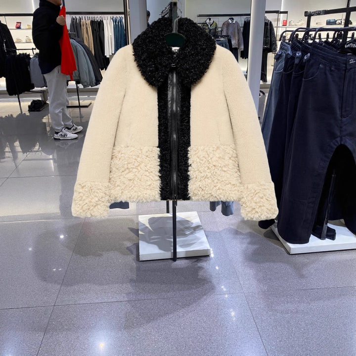 Damen Lockere Teddy-Fleece Winterjacke mit Kunstfellkragen