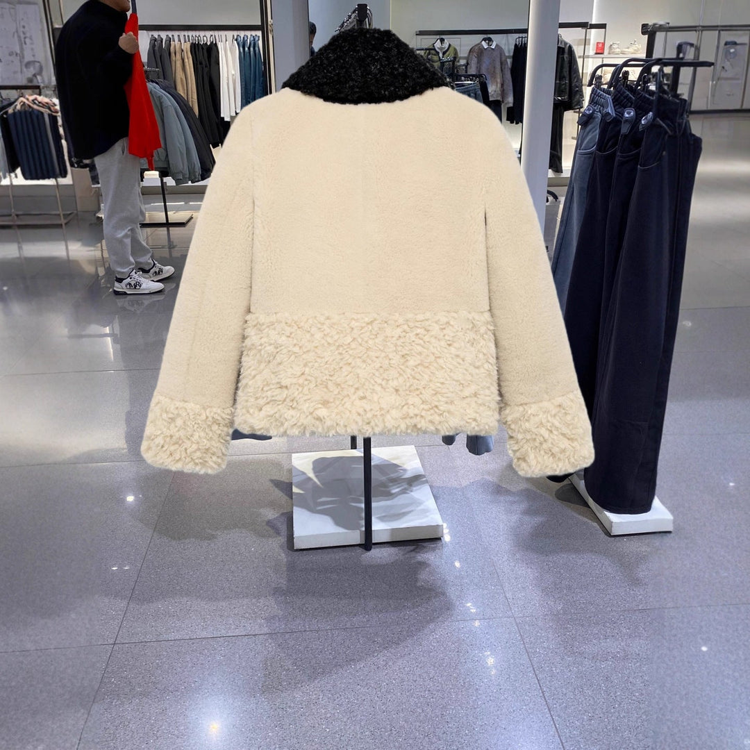 Damen Lockere Teddy-Fleece Winterjacke mit Kunstfellkragen (3)
