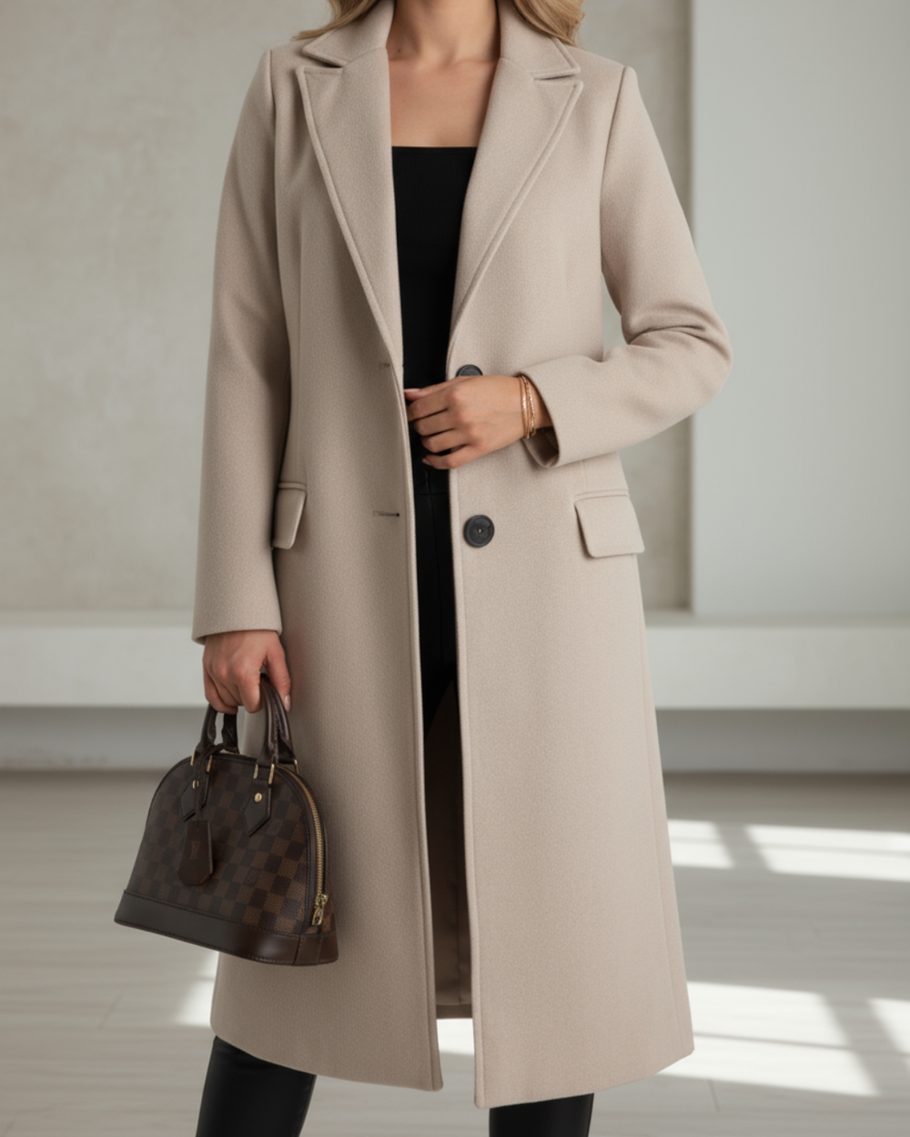 Damen Longline Übergangsjacke für Herbst in Beige