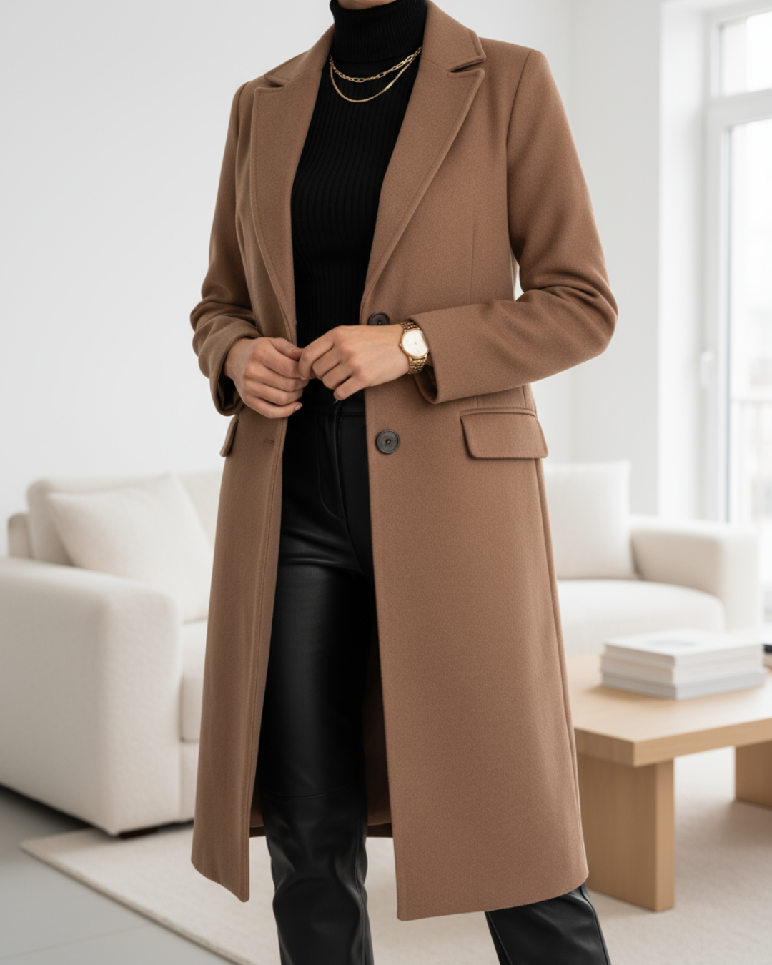 Damen Longline Übergangsjacke für Herbst in Braun