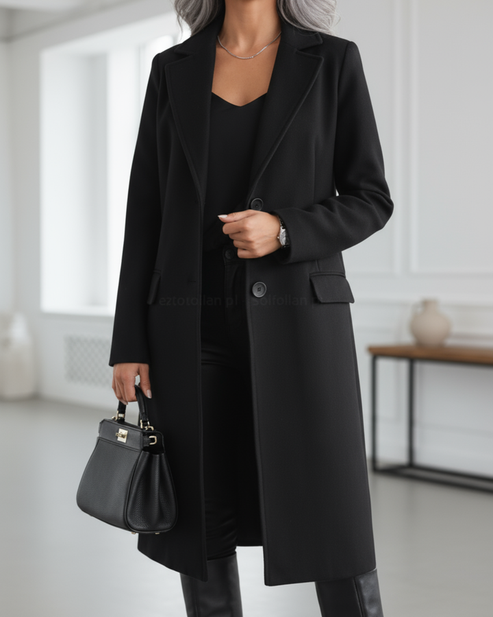 Damen Longline Übergangsjacke für Herbst in Schwarz