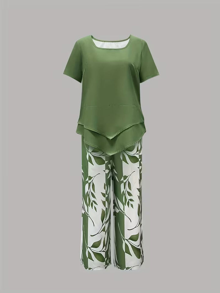 Damen Luftiges Blattdruck-Set (5)