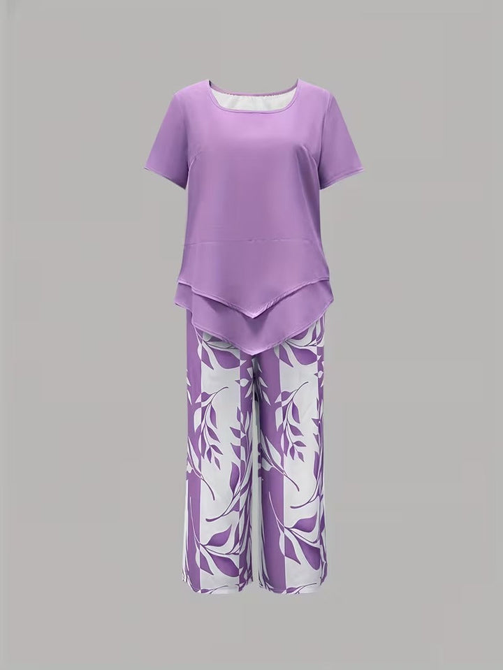 Damen Luftiges Blattdruck-Set (9)