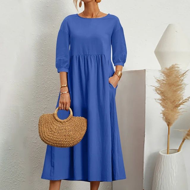 Damen Luftiges Leinensommerkleid