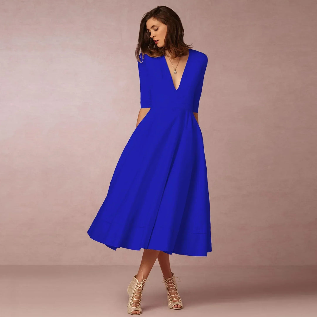 Damen Luftiges Sommer Midikleid in Blau