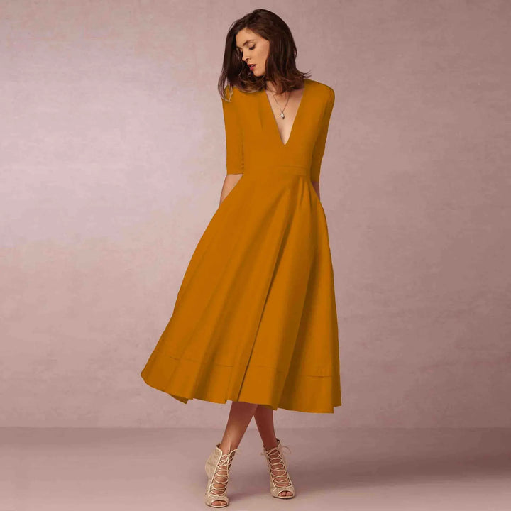 Damen Luftiges Sommer Midikleid in Gelb