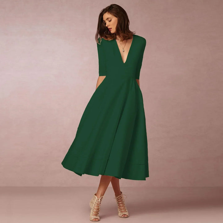 Damen Luftiges Sommer Midikleid in Grün