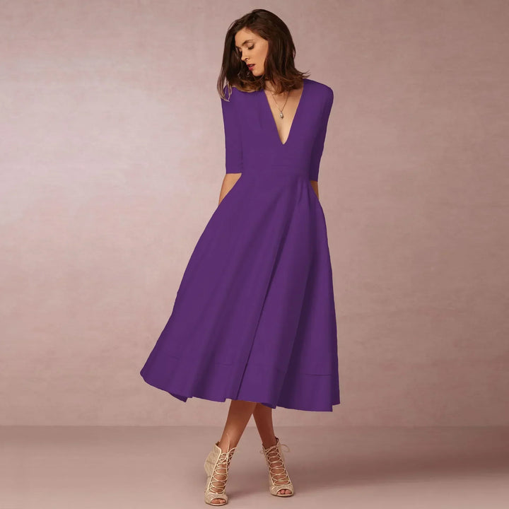 Damen Luftiges Sommer Midikleid in Malve