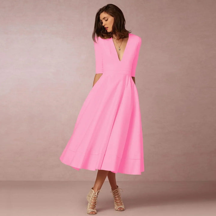 Damen Luftiges Sommer Midikleid in Rosa