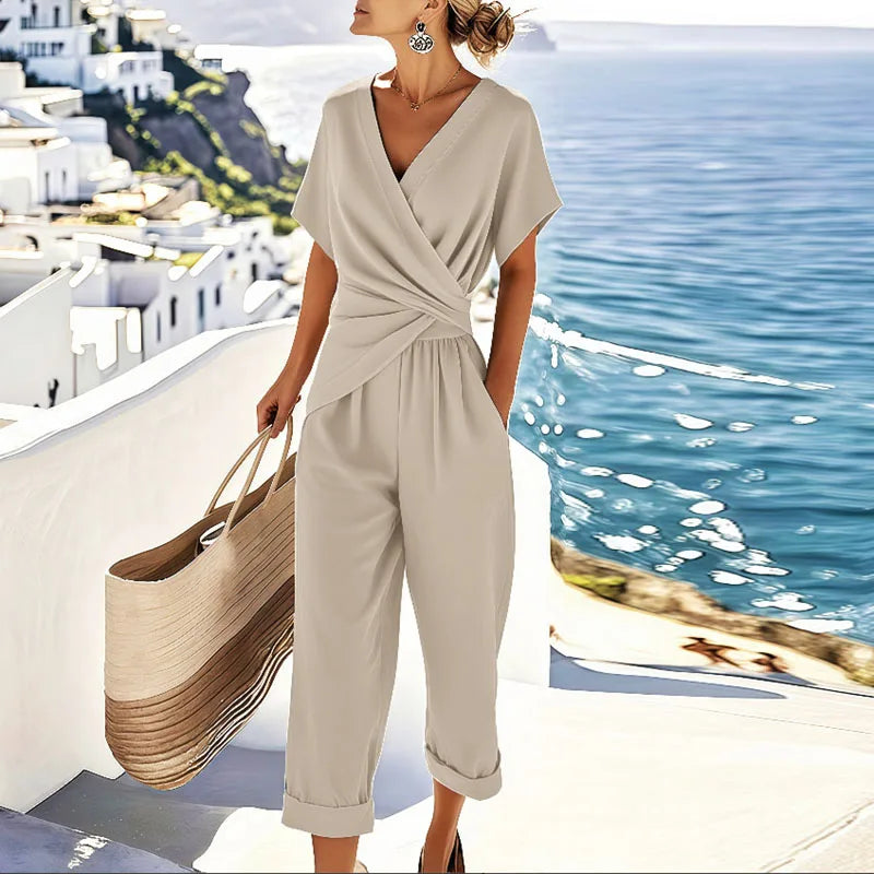 Damen luftiges Wickel-Set für Sommer in Aprikose