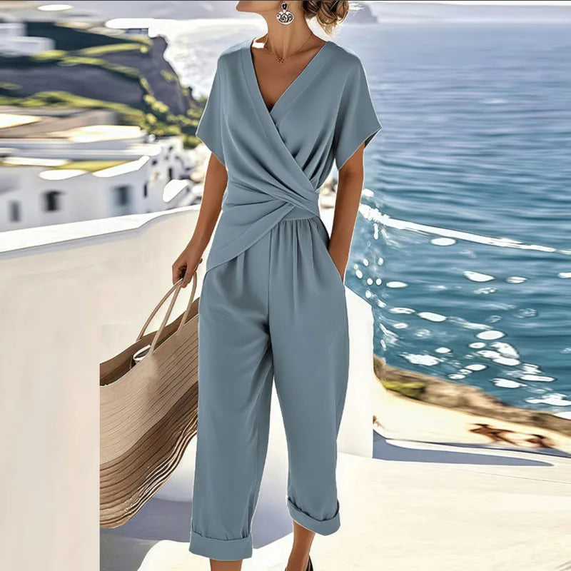 Damen luftiges Wickel-Set für Sommer in Blau