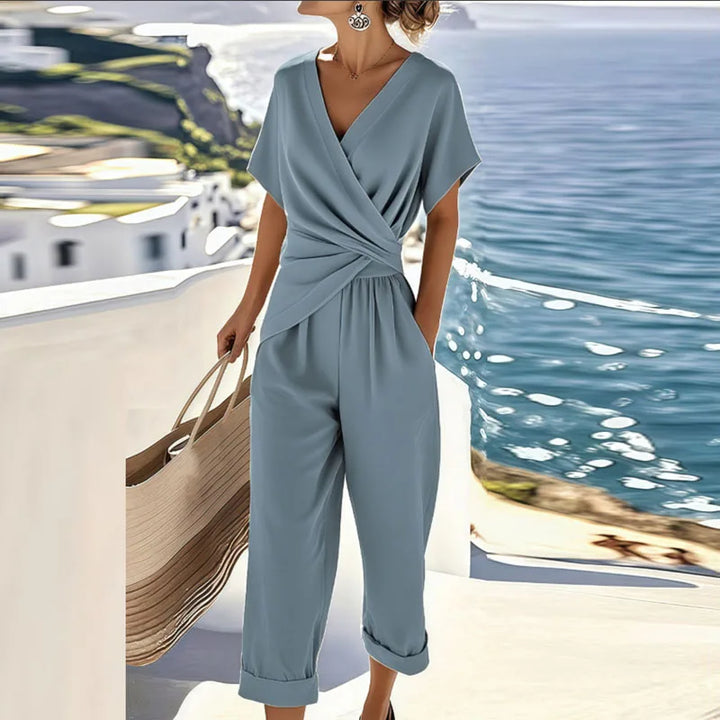 Damen luftiges Wickel-Set für Sommer in Blau
