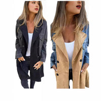 Theresa | Damen Mantel aus Denim mit Wildleder-Einsatz
