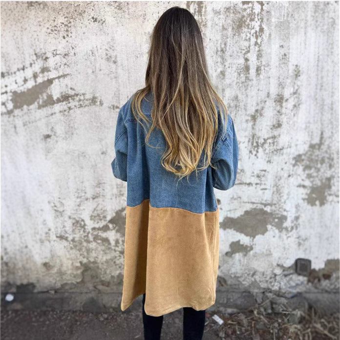 Damen Mantel aus Denim mit Wildleder-Einsatz (4)
