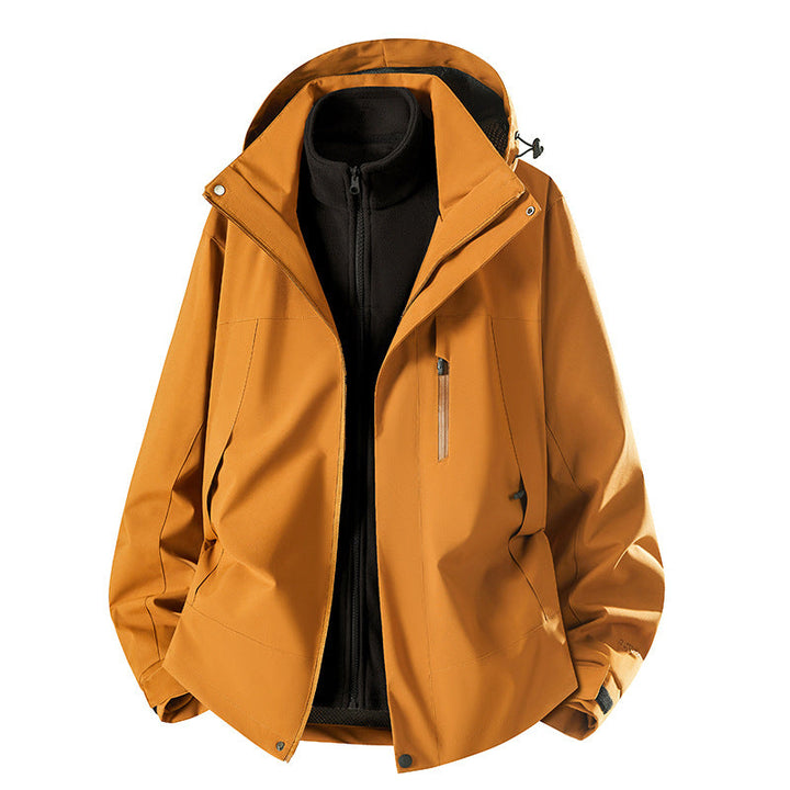 Damen Mantel mit abnehmbarer Fleece-Innenjacke für Outdoor in Braun - Unisex