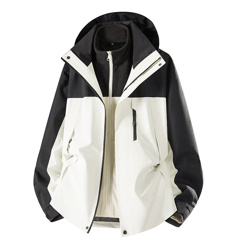 Damen Mantel mit abnehmbarer Fleece-Innenjacke für Outdoor in Elfenbeinweiß - Unisex