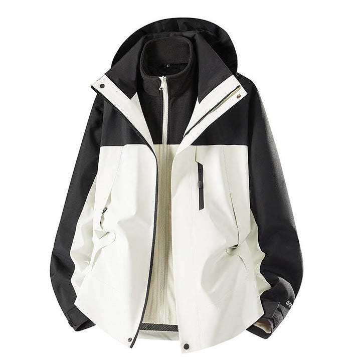 Damen Mantel mit abnehmbarer Fleece-Innenjacke für Outdoor in Elfenbeinweiß - Unisex