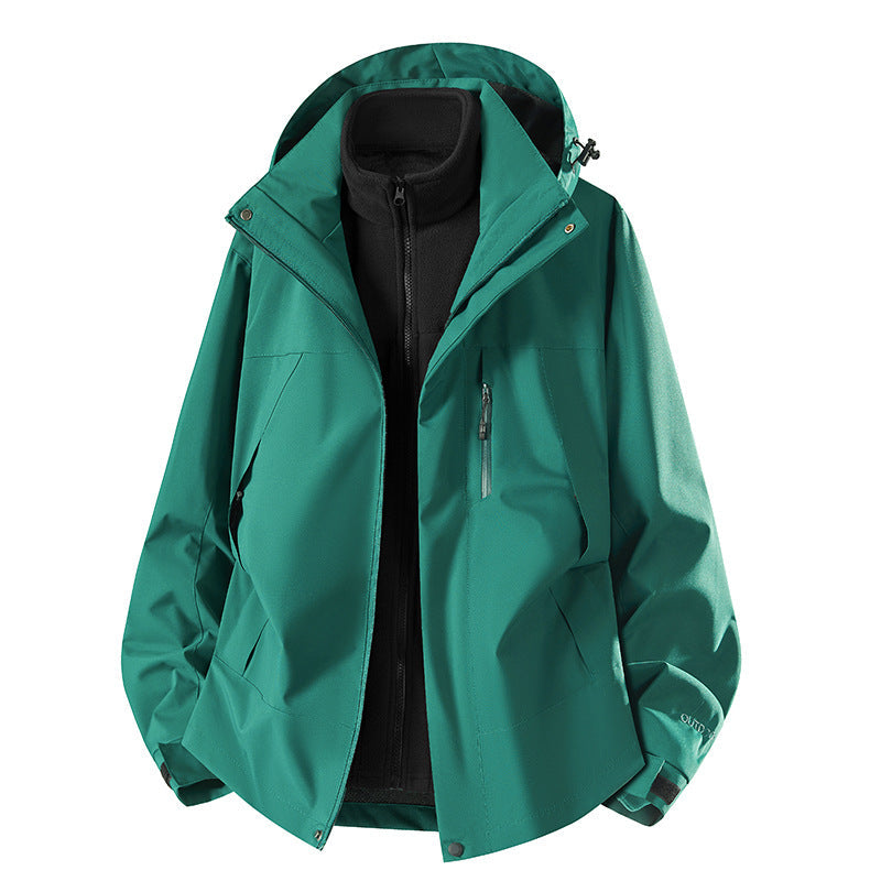 Damen Mantel mit abnehmbarer Fleece-Innenjacke für Outdoor in Fichtengrün - Unisex