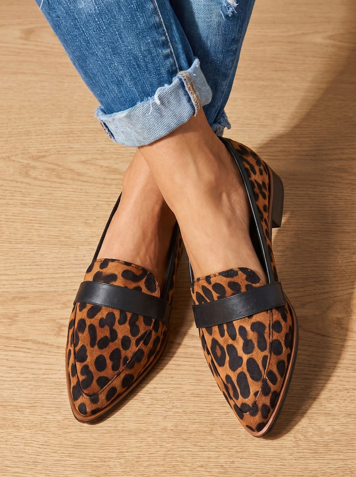 Damen Mary-Jane Slipper Wildleder orthopädisch in Leopard Print