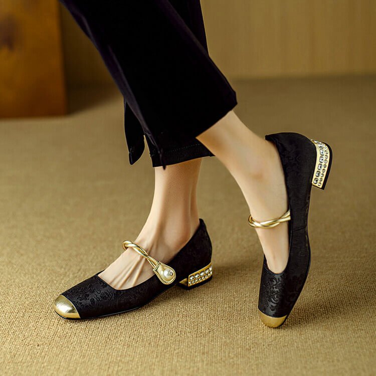 Damen Mary-Janes mit bestickter Satin für Sommer (3)