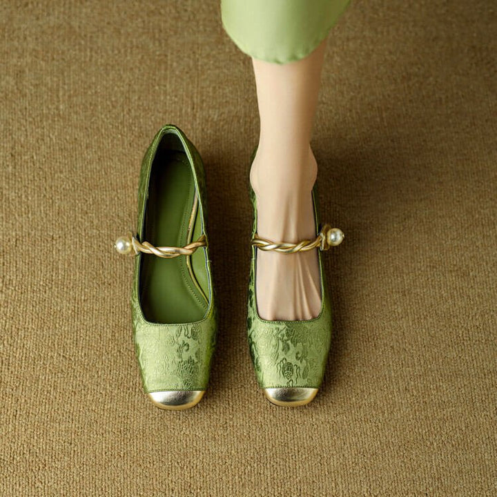 Damen Mary-Janes mit bestickter Satin für Sommer (4)