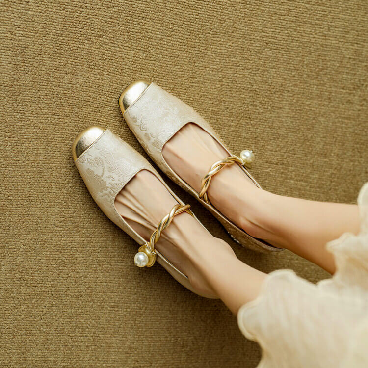 Damen Mary-Janes mit bestickter Satin für Sommer (5)