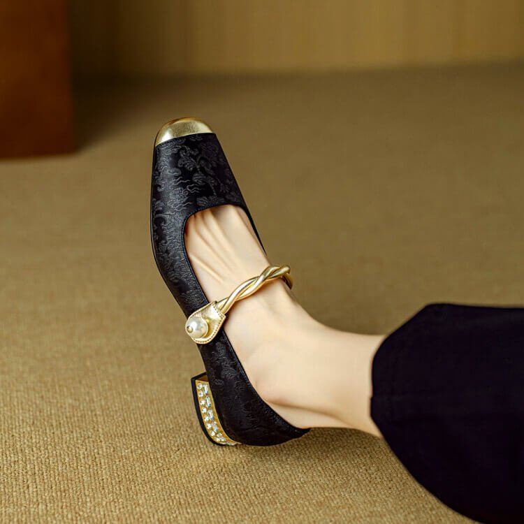 Damen Mary-Janes mit bestickter Satin für Sommer (8)