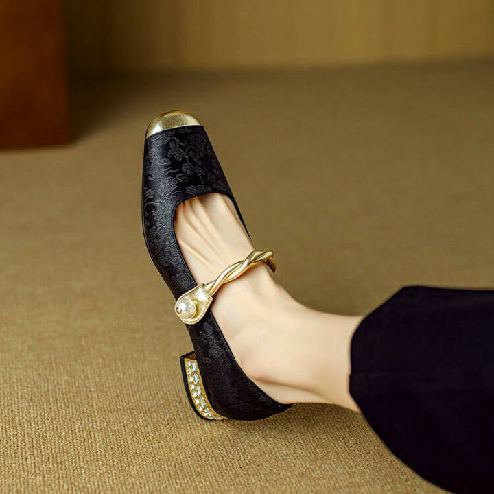 Damen Mary-Janes mit bestickter Satin für Sommer (8)