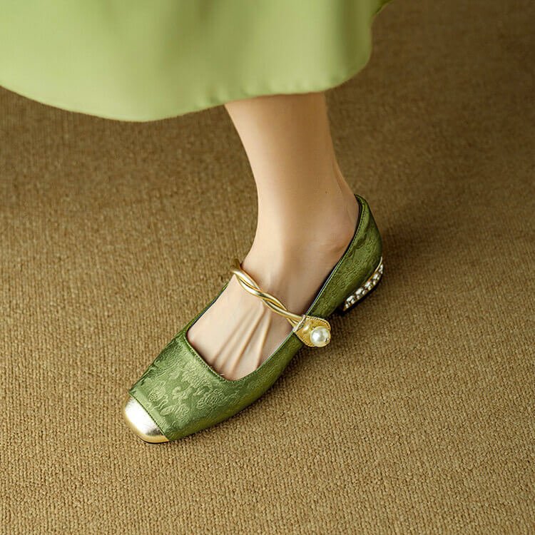 Damen Mary-Janes mit bestickter Satin für Sommer (9)