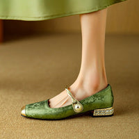 Alina | Damen Mary-Janes mit bestickter Satin für Sommer