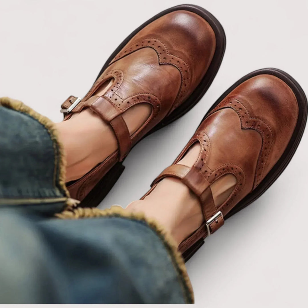 Damen Mary Janes mit Orthopädischer Unterstützung in Braun