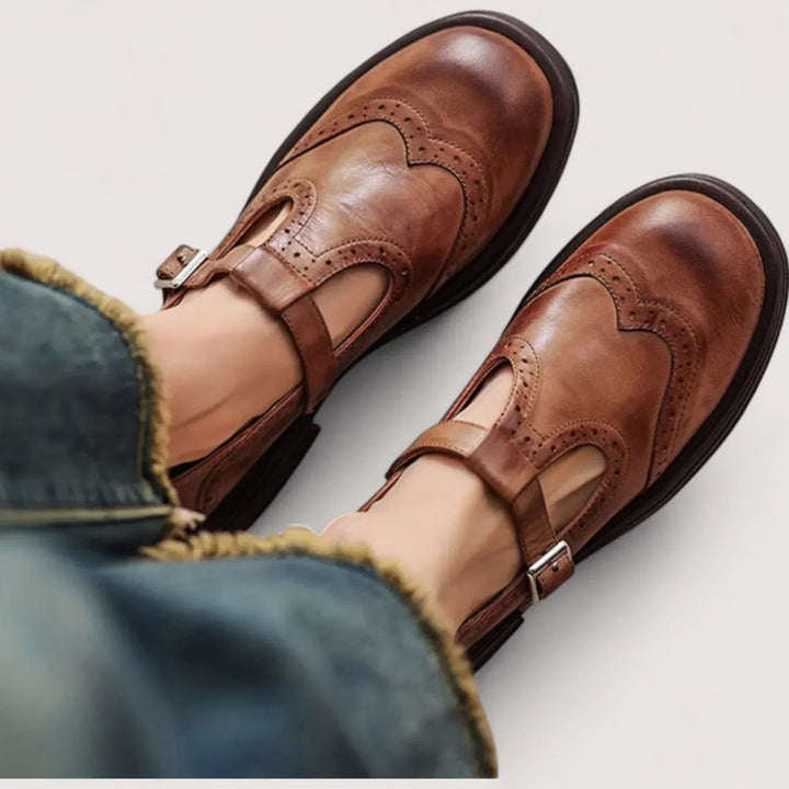 Damen Mary Janes mit Orthopädischer Unterstützung in Braun