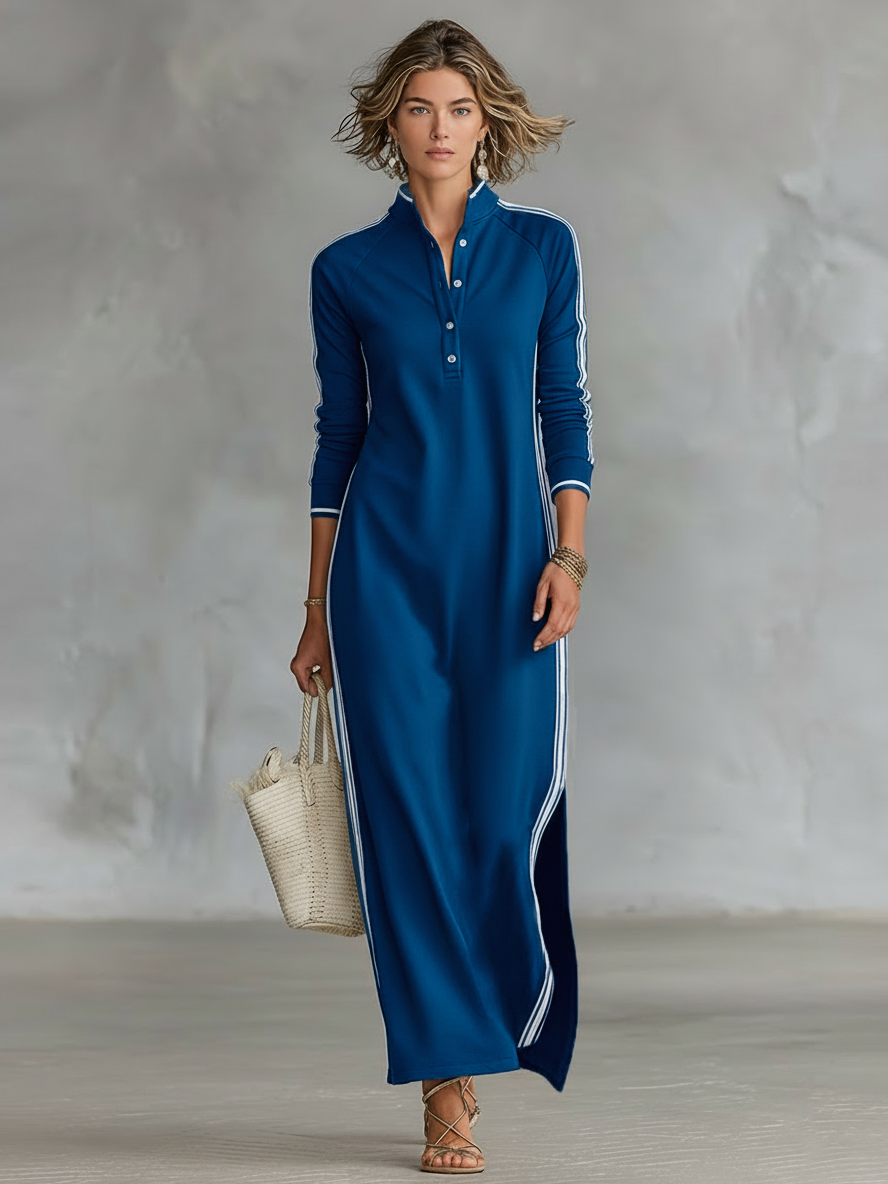 Damen Maxi Abendkleid im minimalistischen Stil in Königsblau