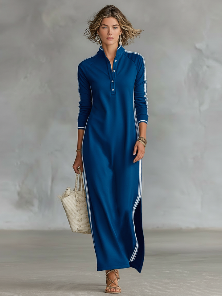 Damen Maxi Abendkleid im minimalistischen Stil in Königsblau