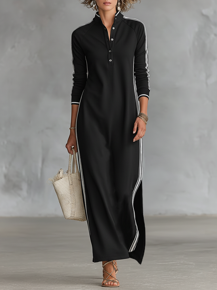 Damen Maxi Abendkleid im minimalistischen Stil in Schwarz