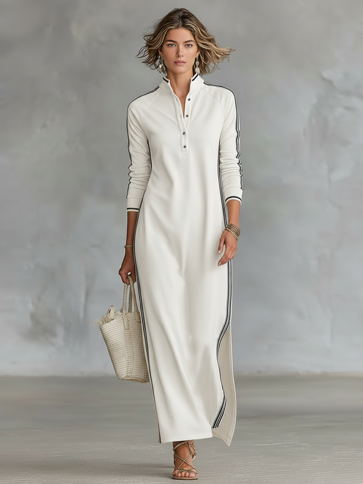 Damen Maxi Abendkleid im minimalistischen Stil in Weiß