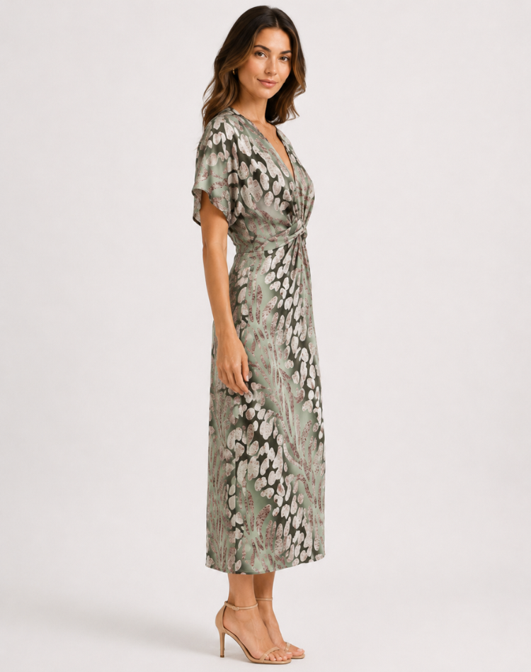 Damen Maxi Cocktailkleid mit Wickelausschnitt (2)