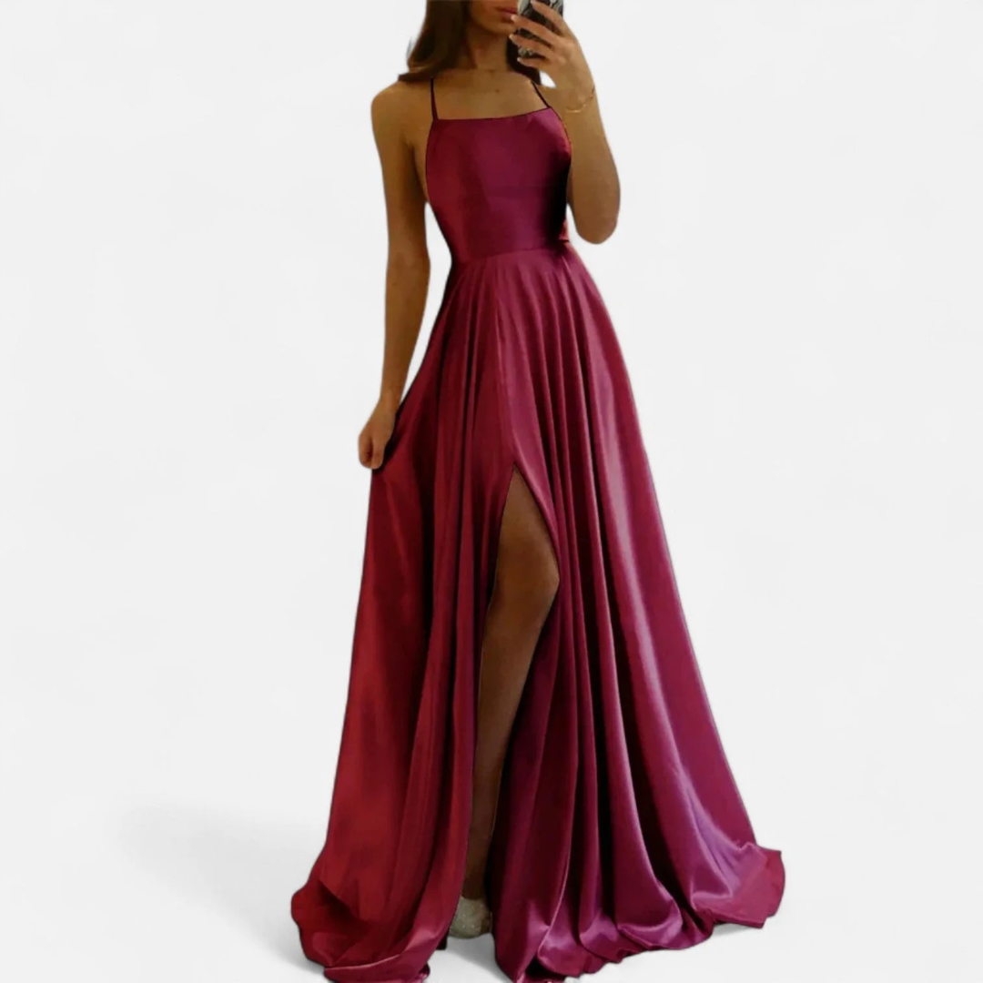 Damen Maxi-Kleid für Herbst Hochzeitsgäste in Burgunderrot