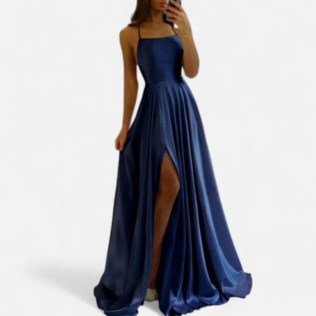 Damen Maxi-Kleid für Herbst Hochzeitsgäste in Marineblau