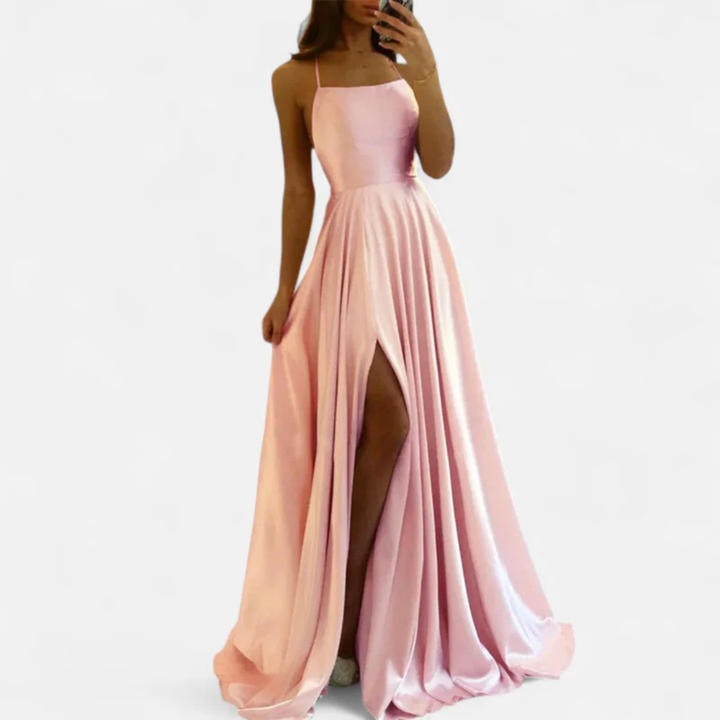 Damen Maxi-Kleid für Herbst Hochzeitsgäste in Rosa