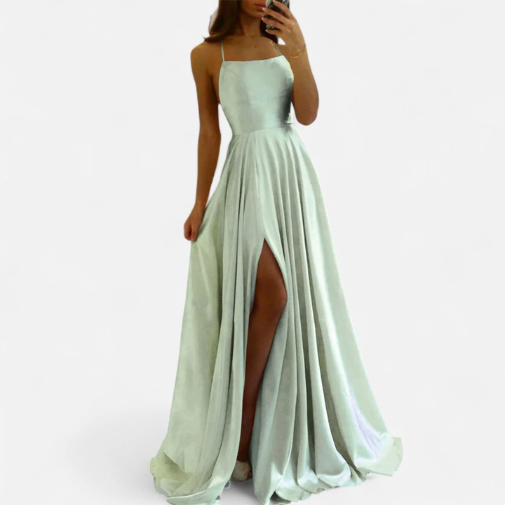 Damen Maxi-Kleid für Herbst Hochzeitsgäste in Salbeigrün