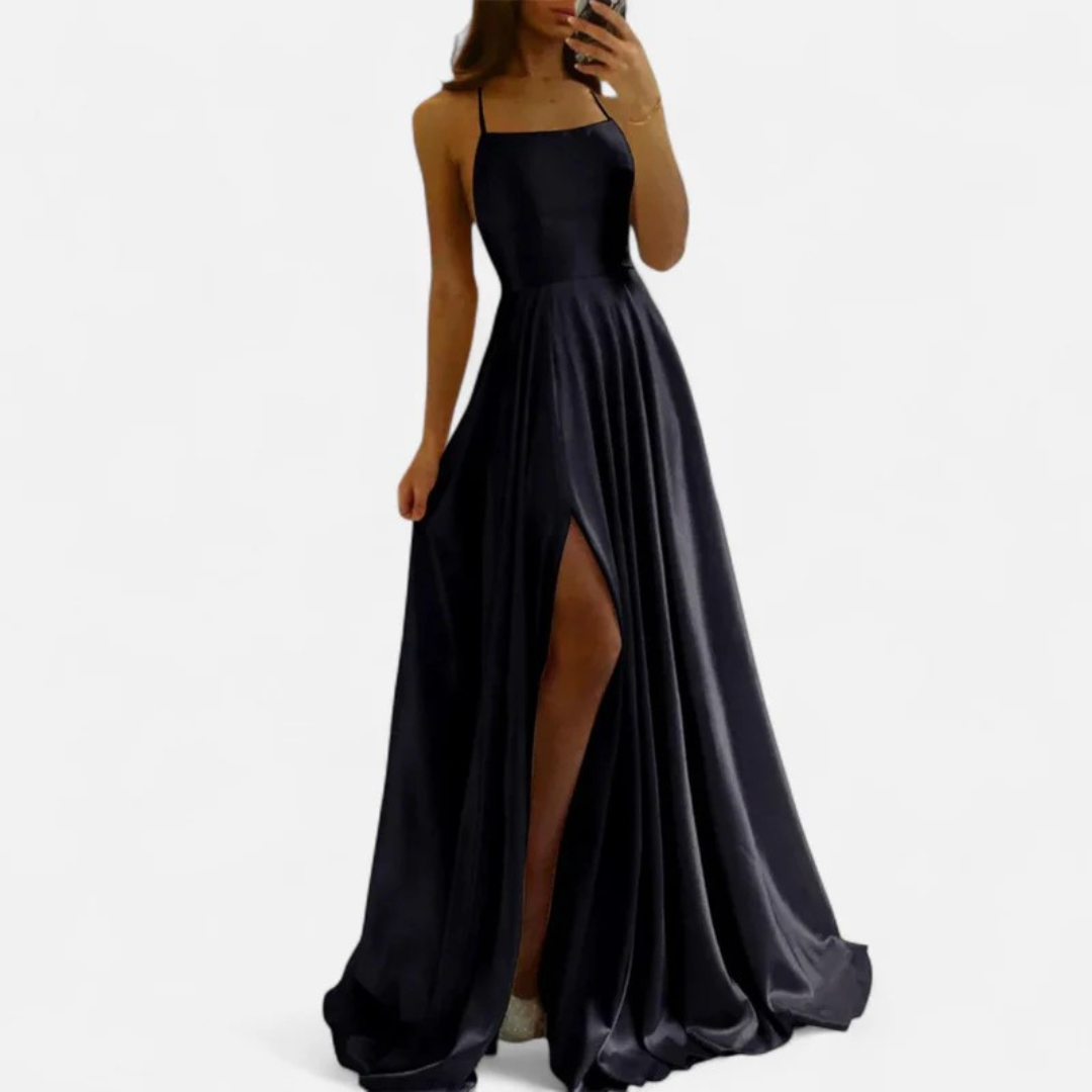 Damen Maxi-Kleid für Herbst Hochzeitsgäste in Schwarz