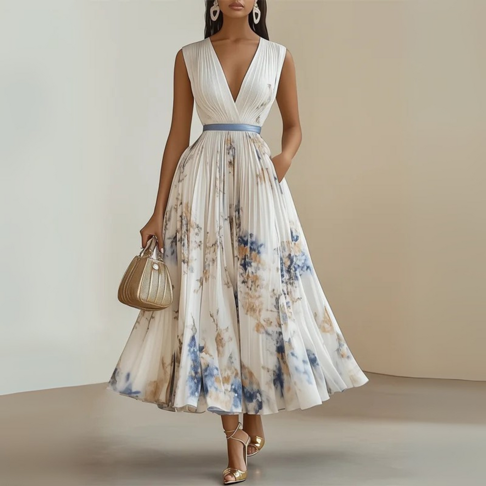 Damen Maxi Sommerkleid für festliche Anlässe in Beige 1