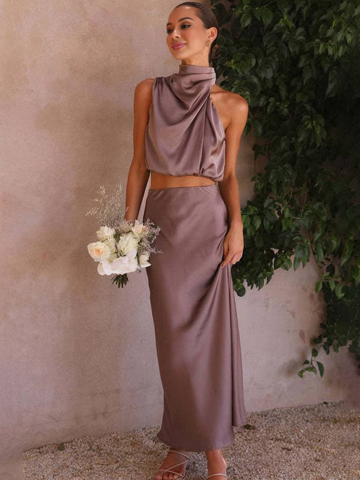 Damen Maxi Zweiteiler für Hochzeitsgäste im Sommer in Lila 1