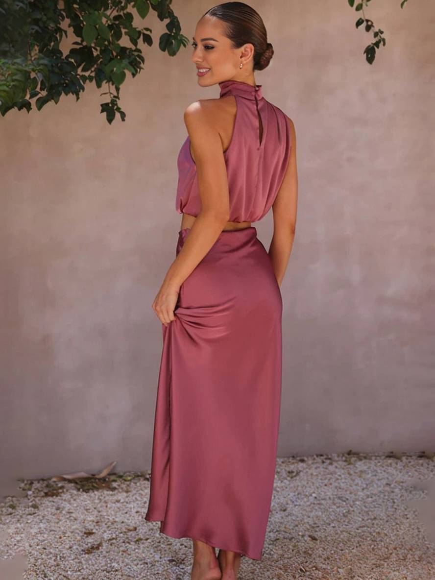 Damen Maxi Zweiteiler für Hochzeitsgäste im Sommer in Lila 7