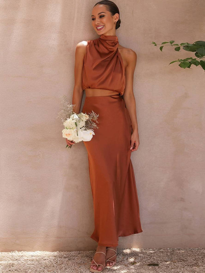 Damen Maxi Zweiteiler für Hochzeitsgäste im Sommer in Orange